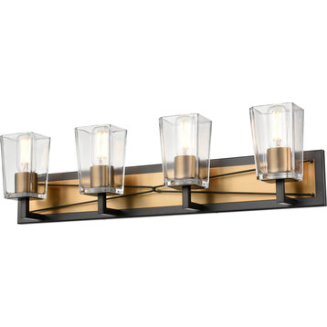 Riverdale Wall Vanity - Brass, Graphite with Clear Glass, 4
