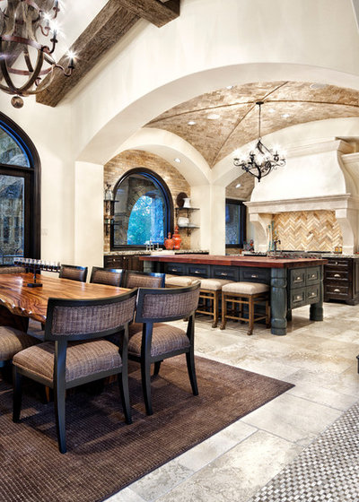 Mediterranean Dining Room by JAUREGUI Architect Builder