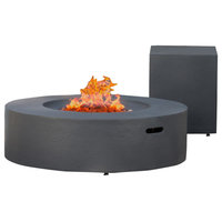 GDF Studio Hearth Circular 50K BTU Outdoor Gas Fire Pit Table With Tank Holder,