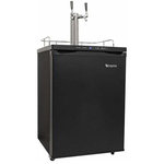EdgeStar - EdgeStar KC3000TWIN 24"W Freestanding Double Tap Kegerator - Black - Features: Beverages On Tap: Included in this purchase is a refrigerator and all necessary kegerator hardware and components Temperature Range: Keep beverages cool from 32 to 50°F Stainless Steel Door: This sturdy door looks great and will hold up over the life of the unit (included on SS model only) Ample Capacity: Stores (3) corny kegs or (3) sixth kegs and has two dispensers so your favorite beers are on tap at any given time -- this unit can also handle oversize kegs Digital Display: Keep an eye on temperature information with this handy display Rubber plug in back of fridge can be removed to move the CO2 canister from inside the fridge to the rear-mounted canister holder or left in to ensure proper insulation Manufacturer Warranty: 1 Year Parts, 90 Day Labor Specifications: Accepts Custom Panels: No Defrost Type: Manual Depth: 25-1/2" Door Alarm: No Door Lock: No Height: 33-1/2" Reversible Door: Yes Installation Type: Free Standing Leveling Legs: No Number Of Shelves: 2 Shelf Material: Wire Width: 23-3/4" With Casters: Yes Product Includes: One (1) Stainless Steel Column Dual Faucet Tower Two (2) Domestic “D” System Sankey Coupler Two (2) 5ft lengths of 3/16in I.D. NSF Approved Beer Line One (1) 5lb Aluminum CO2 Tank (Empty) One (1) Integrated Drip Tray Two (2) Black Tap Handle Two (2) Chrome Plated Brass Faucet One (1) Single Gauge Regulator Three (3) 5ft lengths of 5/16in I.D. Vinyl Air Line One (1) T-Fitting 5/16in. I.D. One (1) Spanner Faucet Wrench Two (2) Coupler Washers Dimensional Drawing: