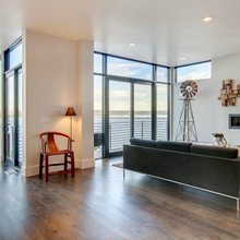 Flooring and fireplace