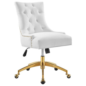 Regent Tufted Performance Velvet Office Chair Gold White