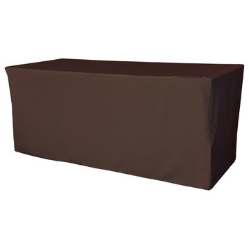 LA Linen Polyester Poplin Fitted Tablecloth 96"x30"x30", Brown