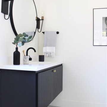 Floating Vanity in B&W Master Bath