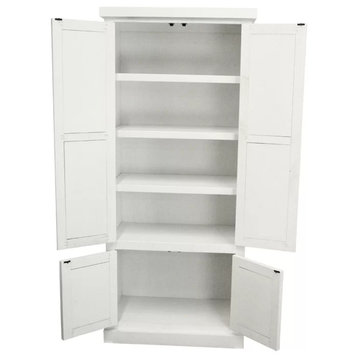 Rustic Extra Wide Kitchen Pantry Cabinet, Bright White