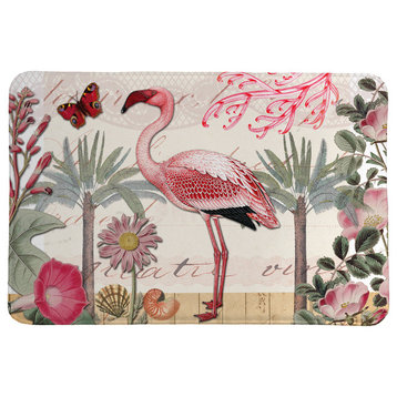 Laural Home Botanical Flamingo Memory Foam Rug, 20"x30"