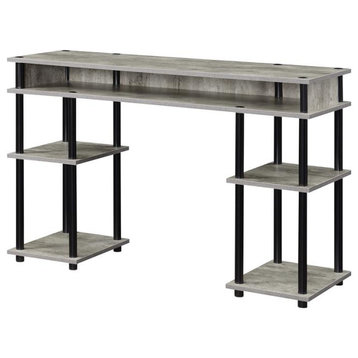 Designs2Go No-Tools Student Desk with Shelves in Light Gray Wood Finish