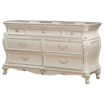 7-drawer Dresser with Granite Top, Pearl White