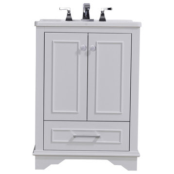 Stufurhome Danna 24"x34" Engineered Wood Laundry Sink, White