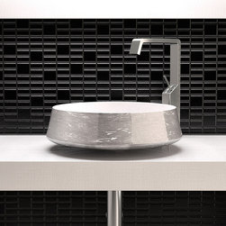 Italian Modern Vessel Sink White and Silver - Bathroom Sinks