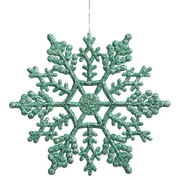 Club Pack of 24 Peacock Green Glitter Snowflake Christmas Ornaments 4"