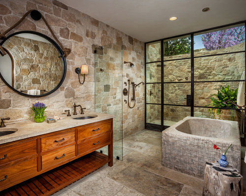 Mediterrane Badezimmer mit offener Dusche Ideen, Design & Bilder | Houzz
