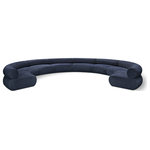 Meridian Furniture - Bale Cream Chenille Fabric Modular Sofa, Navy, 8-Piece, Arc Shaped - Experience the perfect fusion of style and coziness with this Bale navy chenille fabric modular sofa, a standout piece from the Bale collection. A seamless combination of form and function, this sofa offers an inviting place to relax and curl up with a good book. Its luscious soft navy chenille upholstery exudes sophistication and provides unrivaled comfort. The sofa's upholstery has a cross-hatched design for a unique texture, adding to its aesthetic beauty in the living room, study, or lounge.