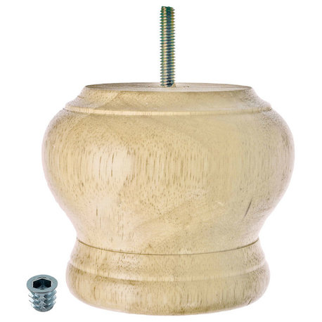 4" Highx4-3/4" OD Unfinished Solid Hardwood Round Bun Feet