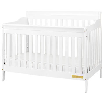Baby Mile Eve 4-in-1 Convertible Crib With Guardrail, White