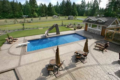 Inspiration for a backyard rectangular natural water slide remodel in Seattle