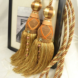 9 Colors QYM44 Polyester Curtain Tassel Tie Backs in Light Brown Color - Window Treatment Accessories
