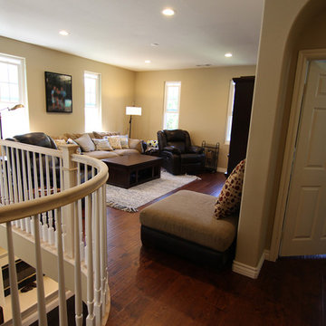Open loft with curved railing