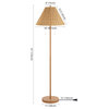 Nando 61" 2-Light Iron/Rattan LED Floor Lamp With Pull-Chain, Brown Wood Finish