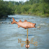 Bass With Lure Cottage Weathervane, Pure Copper With Roof Mount