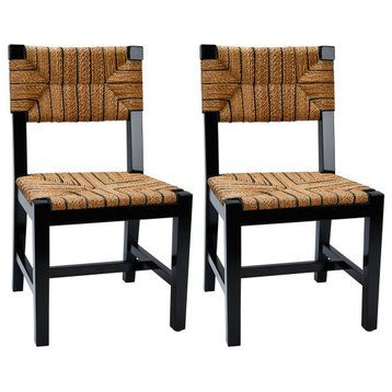 Willowbrook Solid Wood and Natural Woven Seagrass Rope Dining Chair