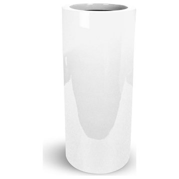 Lux Cylindra Short Fiberglass Planter Cylinder in White Gloss 36"H