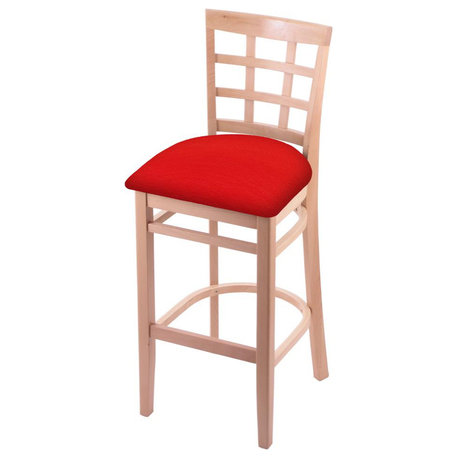 3130 30 Bar Stool with Natural Finish and Canter Red Seat