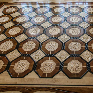 Hand-Carved Low-Relief Hardwood Flooring