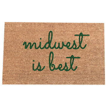 Hand Painted "Midwest is Best" Doormat, Amazon Dark Green