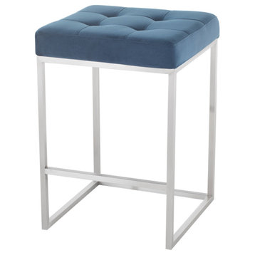 Chi Peacock Counter Stool Brushed Stainless Frame