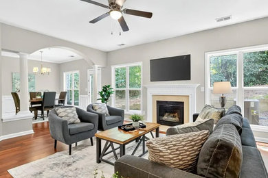 Transitional living room photo in Atlanta