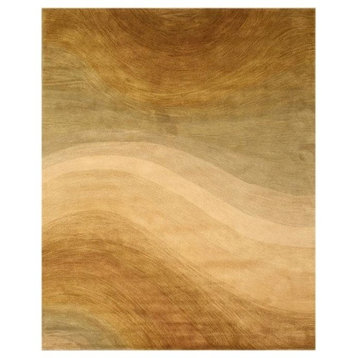 EORC Hand-tufted Wool Gold Contemporary Abstract Desertland Rug, Round 4'x4'