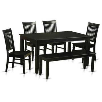 East West Furniture Dudley 6-piece Traditional Wood Dining Set in Black