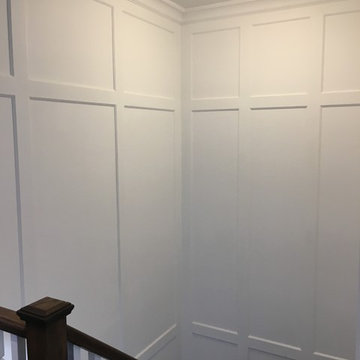 Toronto Home, staircase wainscoting & crown moulding
