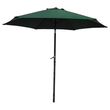 St. Kitts Aluminum Tilt and Crank 8' Outdoor Umbrella-Dark Gray/Forest Green