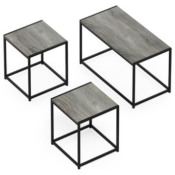 Living Room Table Set with One Coffee Table and Two End Tables, Americano