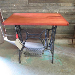 Wooden Table Top with Singer Sewing Machine Base - Table Tops And Bases