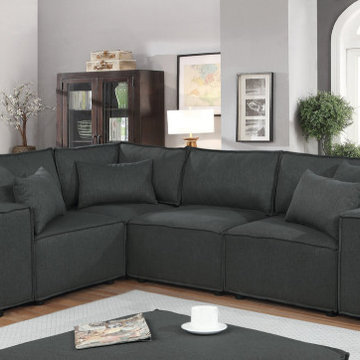 Melrose 99" Modular Sectional Sofa with Ottoman in Linen