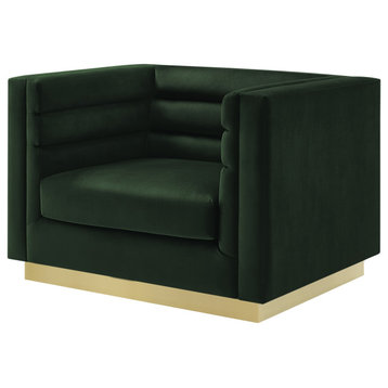 Inspired Home Mathis Club Chair, Upholstered, Hunter Green Velvet