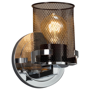 Justice Designs Wire Mesh Atlas 1-LT Wall Sconce - Polished Chrome