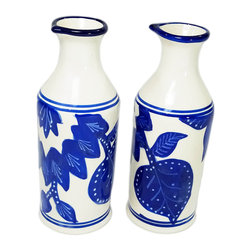 Stoneware Olive Oil Cruet (Set of 2) &ndash; Jinane, by Le Souk Ceramique - Products