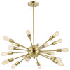 Sputnik 18 Light Chandelier, Brass