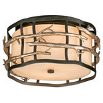 Troy - Two Light Graphite And Silver Drum Shade Flush Mount - This Two Light Drum Shade Flush Mount is part of the Adirondack Collection and has a Graphite And Silver Finish.