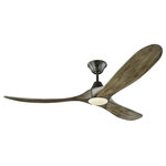 Visual Comfort Fan Collection - 60" Maverick LED Ceiling Fan, Aged Pewter - The popular Maverick ceiling fan by Monte Carlo is now available with an integrated LED light. This advanced LED technology is carefully designed and selected to consist of the highest quality LED chipsets for superior performance and reliability. With a sleek modern silhouette, a DC motor and super energy-efficiency, the Maverick LED ceiling fan from Monte Carlo features softly rounded blades and elegantly simple housing. Maverick LED is available in 52, 60 and 70 inch blade sweep and a 3-blade design that delivers a distinct profile and incredible airflow for living rooms, great rooms or outdoor covered areas. It includes a hand-held remote with six speeds and reverse. All versions feature beautiful hand-carved, balsa wood blades. ENERGY STAR qualified. Maverick fans are damp-rated.�