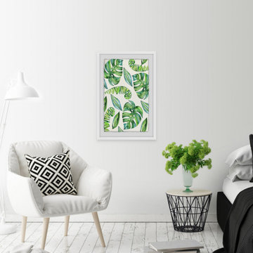 "Tropical Leaves II" Framed Painting Print