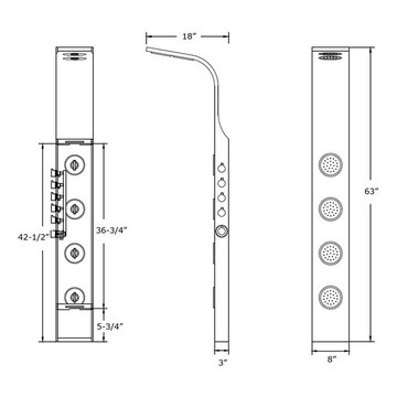 Blue Ocean 63” Stainless Steel SPS8863 Thermostatic Shower Panel with Rainfall