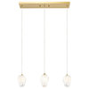 L20'' Gold Frame Island Light With White Glass Hanging Pendants