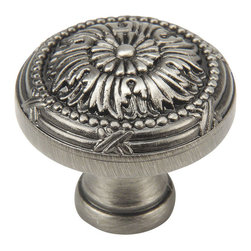 Cosmas - Cabinet Knob, 1-1/4" Diameter, Antique Silver, Set of 10 - Cabinet And Drawer Knobs