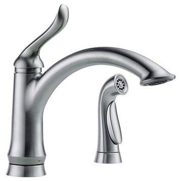 Delta Linden Single Handle Kitchen Faucet, Spray, Arctic Stainless, 4453-AR-DST