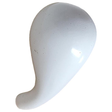 Gloss Bubble 2 in Round Wall Hook Floating Organic Shape Ball Modern, White, Angled